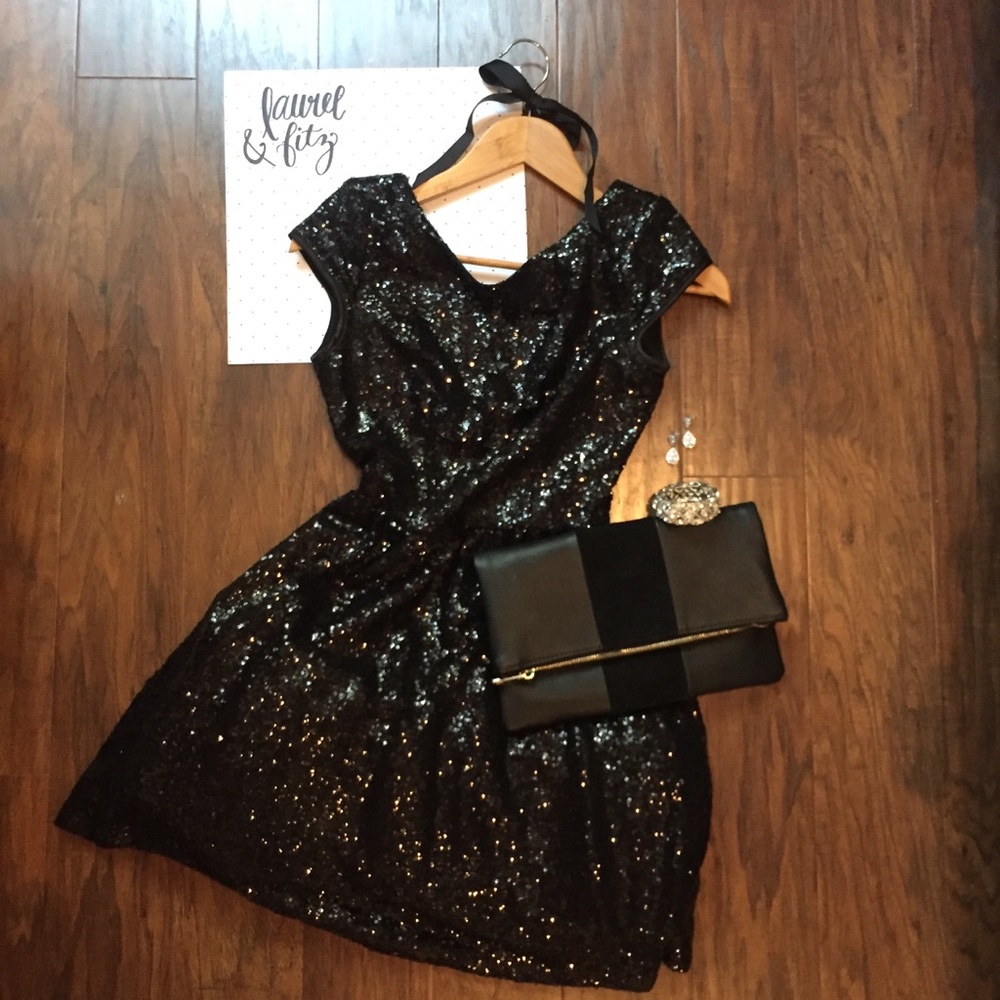 Black Sequin Cocktail Dress